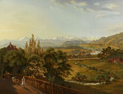 Blick von der Kleinen Schanze gegen die Alpen (1915-1945)