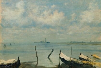 Blick von Mestre auf Venedig (Lagunenlandschaft)