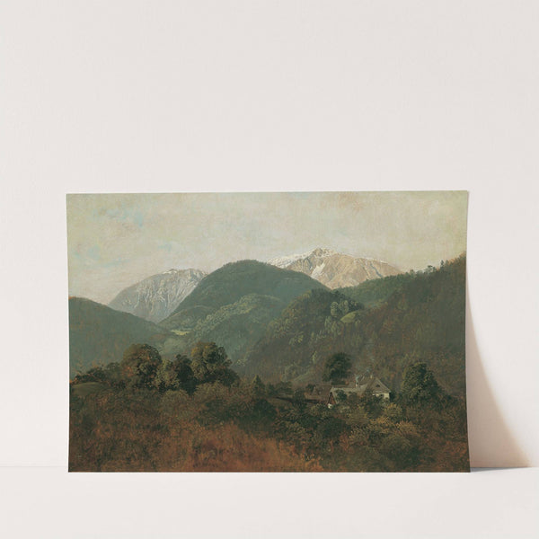 Blick von Scheuchenstein zum Gauermannhof mit Schneeberg im Hintergrund (1835) by Friedrich August Matthias Gauermann