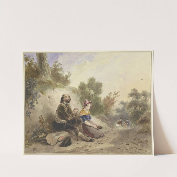 Blinde man met meisje, bedelend aan de kant van een landweg by Jacob Joseph Eeckhout