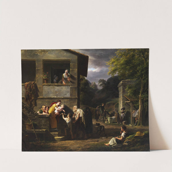 Blinder Bettler und kleiner Junge am Haus einer vornehmen Dame (1819) by Antoine Béranger