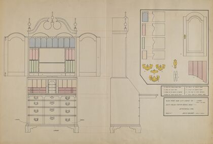 Block Front Desk with Cabinet Top