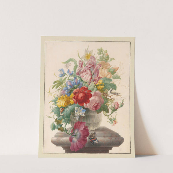 Bloemen in vaas met Atalanta by Herman Henstenburgh