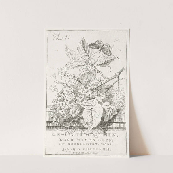 Bloemenstudie met vlinder by Willem van Leen