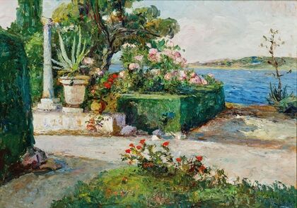 Blooming garden at the coast