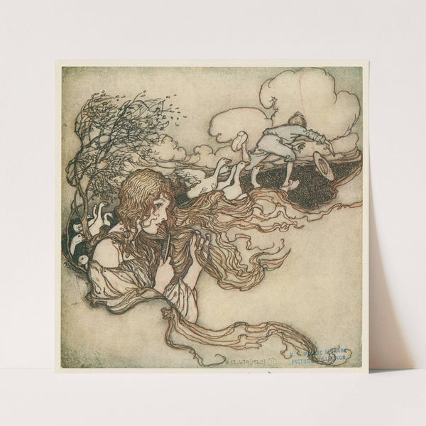 ‘Blow, blow, little breeze, And Conrad’s hat seize.’ (1920) by Arthur Rackham