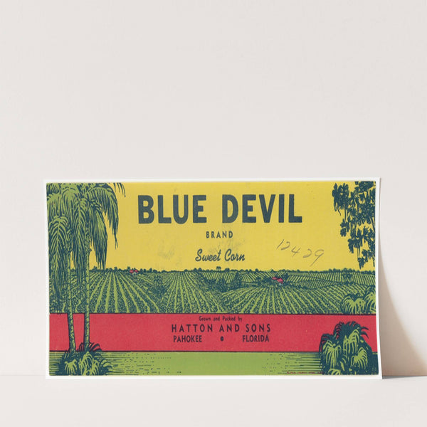 Blue Devil Brand Sweet Corn Label (1930-1950)