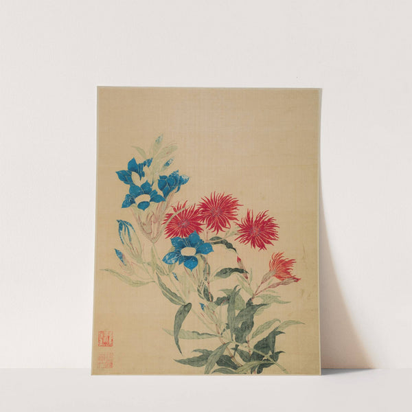 Blue Gentiana and Red Lychnis by Ma Yuanyu
