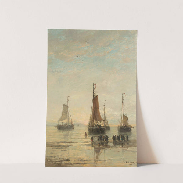 Bluff-Bowed Scheveningen Boats at Anchor by Hendrik Willem Mesdag