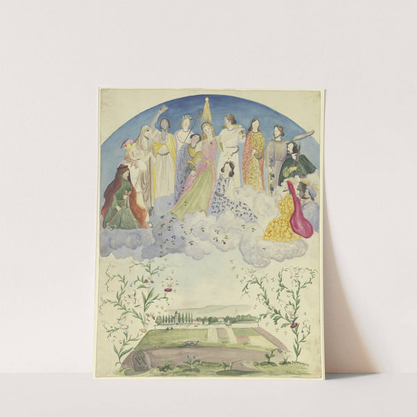 Blumen Über Eine Landschaft Streuende Und Ausschüttende Flora, Umgeben Von Dionysischen, Biblischen Und Historischen Gestalten by Victor Müller