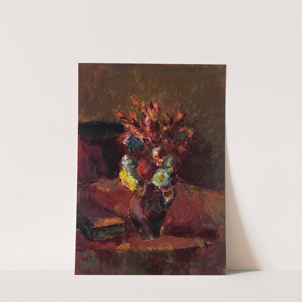 Blumenbouquet mit rotem Tischtuch (1913) by Anton Faistauer