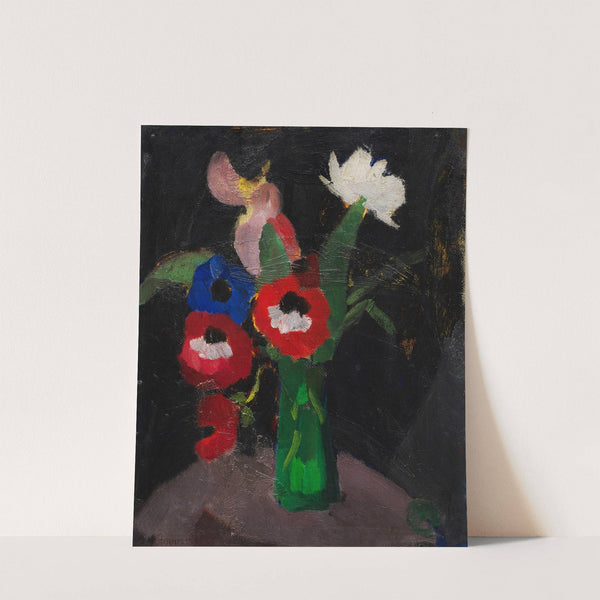 Blumenstilleben auf schwarzem Grund III (Anemonenstrauß) (1913) by Hermann Stenner