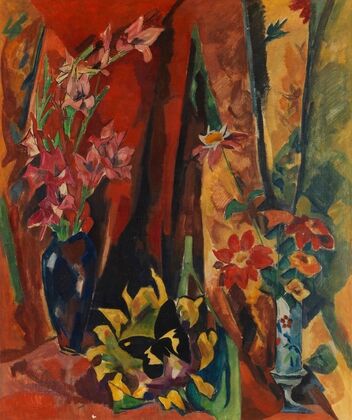 Blumenstillleben mit Schmetterling (1919)