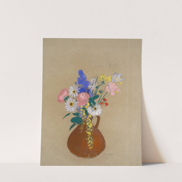 Blumenstrauß in brauner Tonvase by Odilon Redon