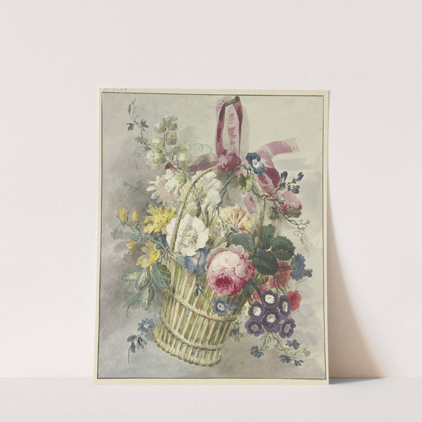 Blumenstrauß in einem aufgehängten Körbchen by J. H. Van Loon