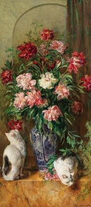Blumenstück mit Pfingstrrosen