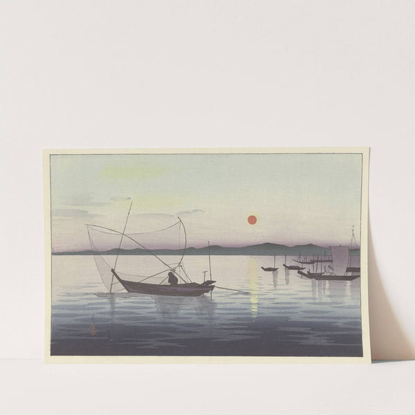 Boats and Setting Sun by Ohara Koson