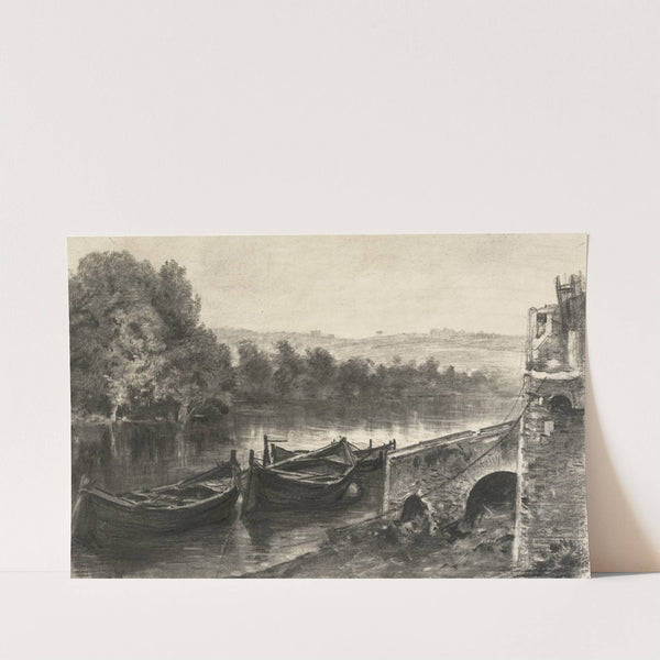 Boats by a Stone River Landing (mid to late 19th century) by Maxime Lalanne