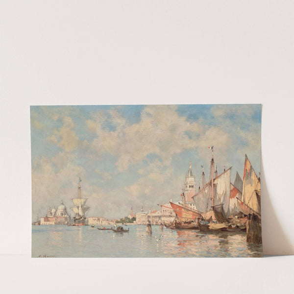 Boats in front of St. Mark’s Square, St Maria della Salute beyond by Amédée Rosier