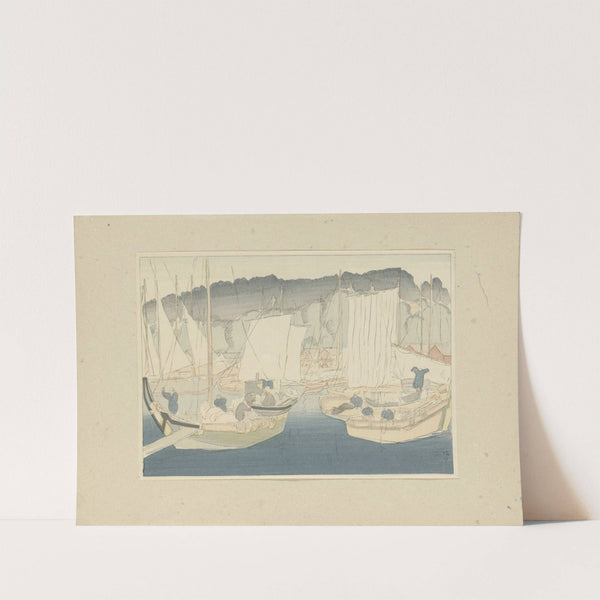 Boats in the harbor of Shiogama (1917) by Morita Tsunetomo