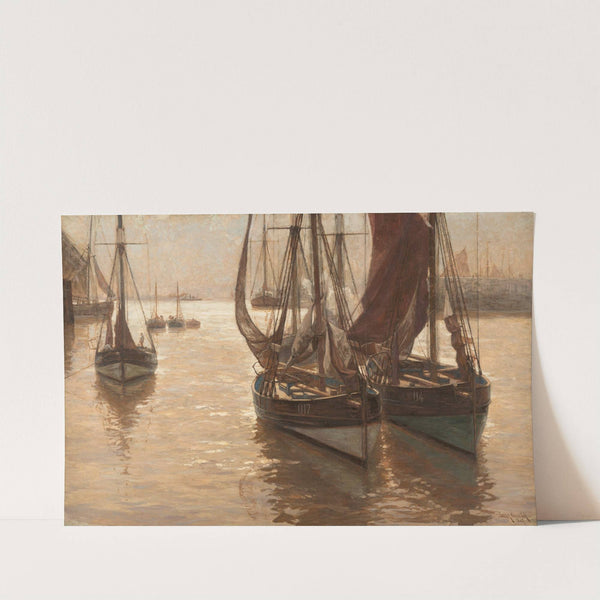 Boats in the harbour by Erwin Carl Wilhelm Günther