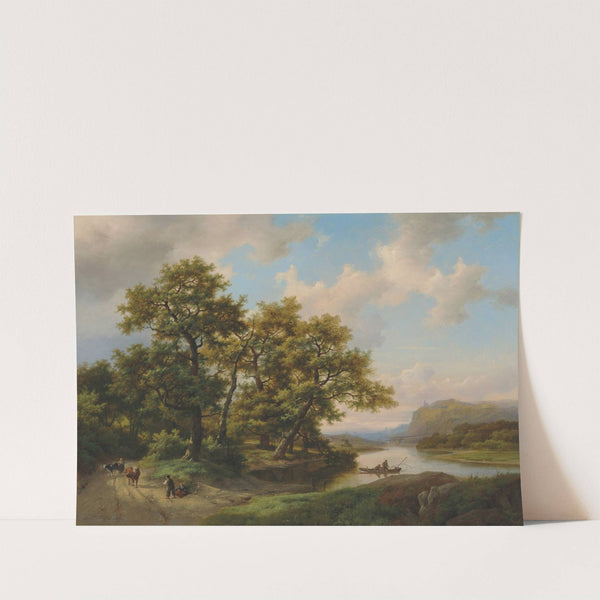 Boats on a lake - Summer landscape by Marinus Adrianus Koekkoek