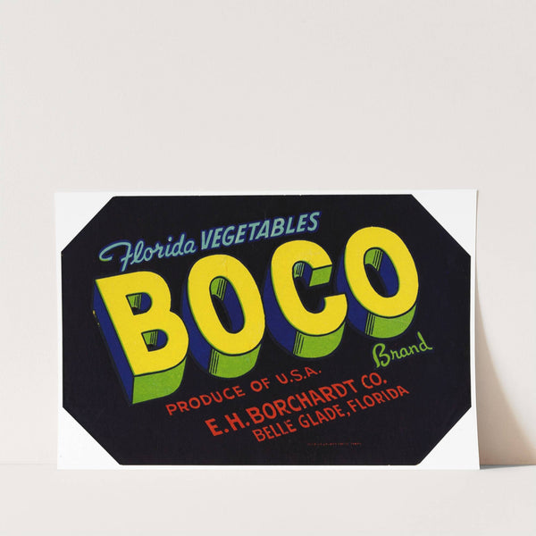Boco Brand Florida Vegetables Label (1930-1950)