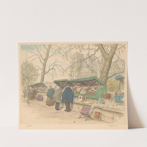 Boekenkramen op de Quai de Montebello, de Notre-Dame in de achtergrond by Tavík František Šimon