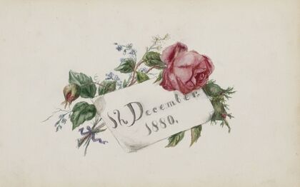 Boeket met bloemen en een vel papier (1880)