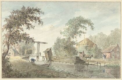 Boerderij aan een vaart met een ophaalbrug