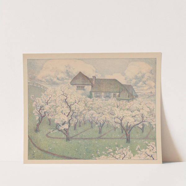 Boerderij met boomgaard in bloei (1915) by Simon Moulijn