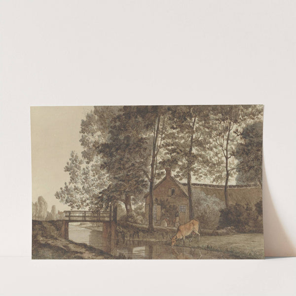 Boerderij met drinkende koe aan de Biltstraat te Utrecht by Hendrik Abraham Klinkhamer