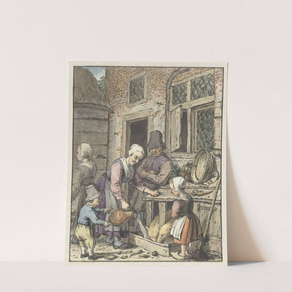Boerenfamilie bij het voeren van de varkens by Christina Chalon
