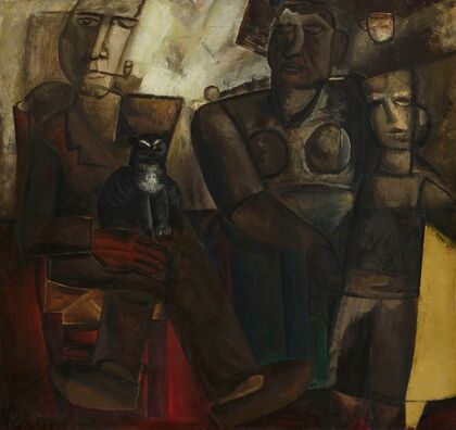 Boerengezin met kat (1928)