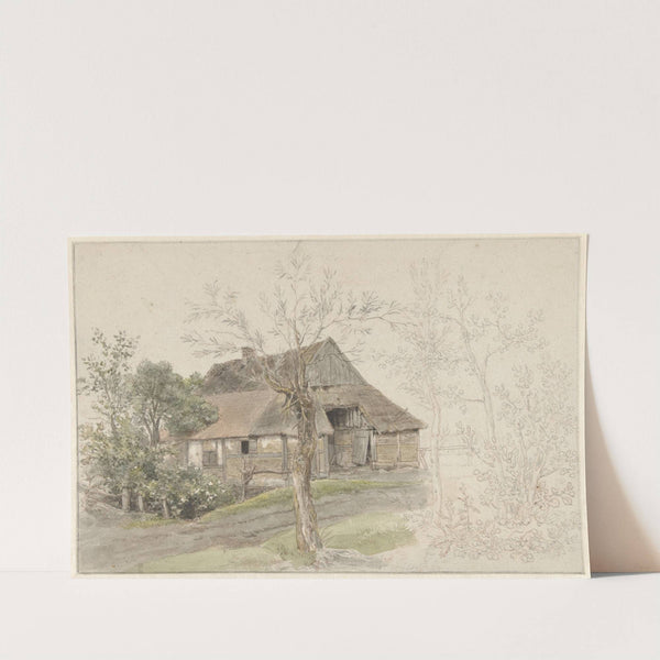 Boerenhuis met bomen te Delden by Jacob Ernst Marcus