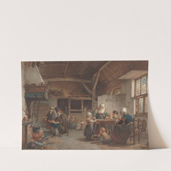 Boereninterieur, familie in de keuken by Hendrik Jacobus Scholten
