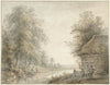 Boerenschuur bij een vaart aan een boszoom