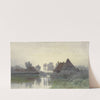 Boerenwoningen aan het water bij ochtendnevel (1838 - 1903) by Paul Joseph Constantin Gabriël