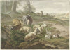 Bokken en schapen in een heuvelachtig landschap , after Nicolaes Pietersz. Berchem