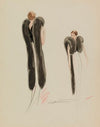 Boléro noir avec 2 longues bandes de fourrure noire dans le dos (1938)