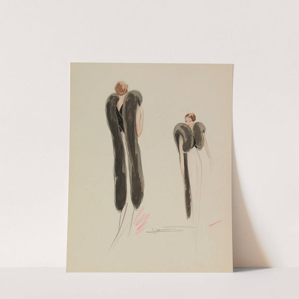 Boléro noir avec 2 longues bandes de fourrure noire dans le dos (1938) by Jeannette