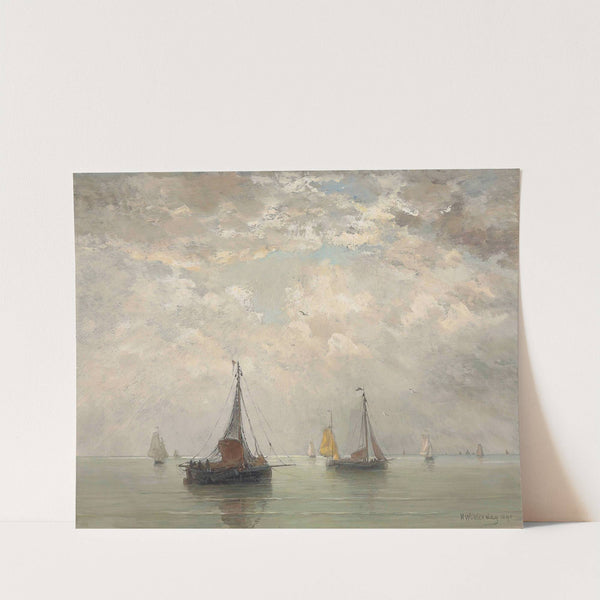 Bomschuiten in the breakers (1890) by Hendrik Willem Mesdag