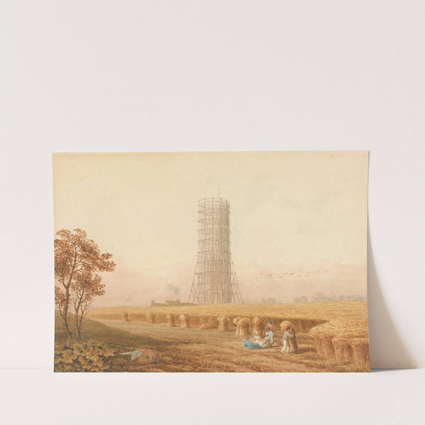 Bonaparte's Column in Scafolding at Boulogne, France, with Harvesters in a Field by Thomas Hosmer Shepherd