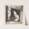 Bonde, der ser ud af et vindue by Cornelis Pietersz. Bega