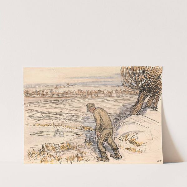 Bonden ved den frosne sø by Fritz Syberg