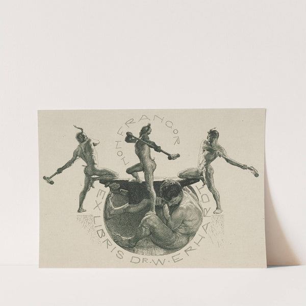 Bookplate of Dr W. Erhardt; Non Frangor (1900) by Otto Greiner