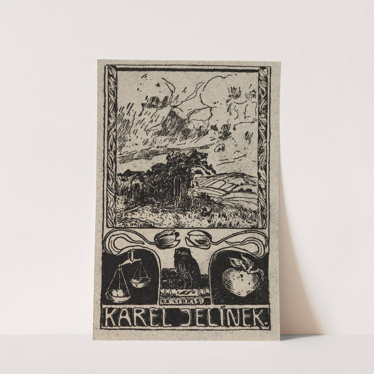 Bookplate of Karel Jelinek (1900) by Alois Kalvoda