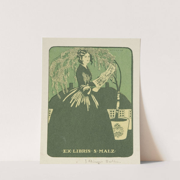 Bookplate of S. Malz by Julius Klinger