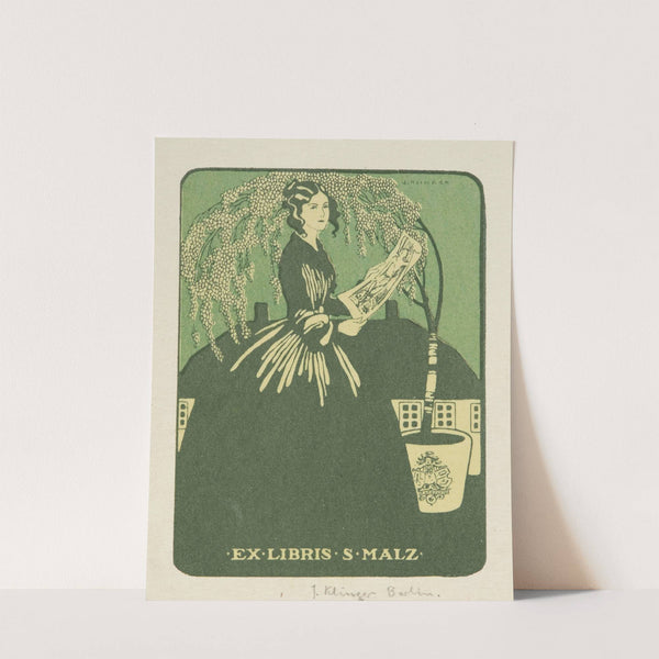 Bookplate of S. Malz by Julius Klinger