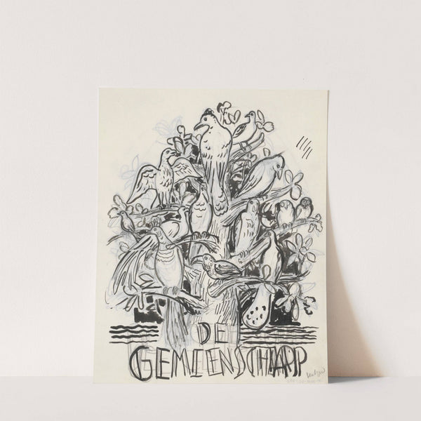 Boom met vogels (omslagontwerp voor De Gemeenschap) (1935) by Leo Gestel